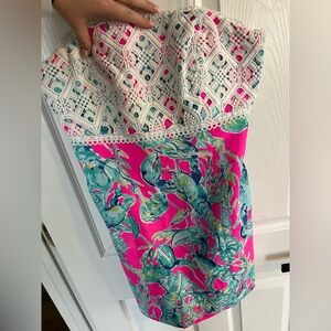 Lilly Pulitzer Strapless, hot pink and teal mini dress
